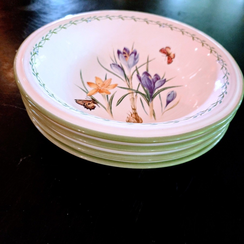 Studio Nova Mikasa Garden Bloom Set of 4 Coupe Bowls 7 7/8" Floral Butterfly